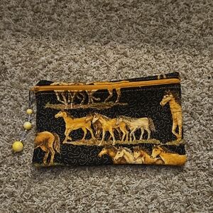 Quilted Horse Print Cosmetic Bag